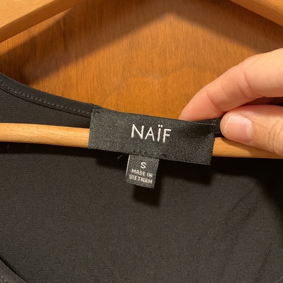 Black Naif Top Womens Size S Arm Cutouts - Picture 3 of 6